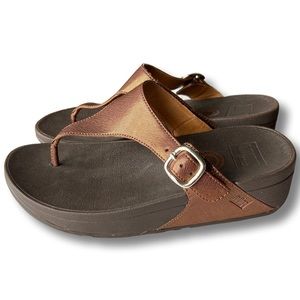 FitFlop The Skinny Deluxe Brown/Bronze Sandals Size 6